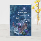 Boho Blue Zodiac Libra Constellation Birthday Kaart (Gele Bloem)