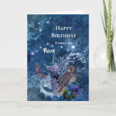 Boho Blue Zodiac Pisces Constellation Birthday Kaart (Voorkant)