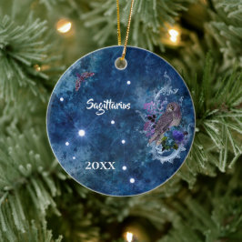 Boho Blue Zodiac Sagittarius Constellation Keramisch Ornament