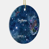 Boho Blue Zodiac Sagittarius Constellation Keramisch Ornament (Rechts)