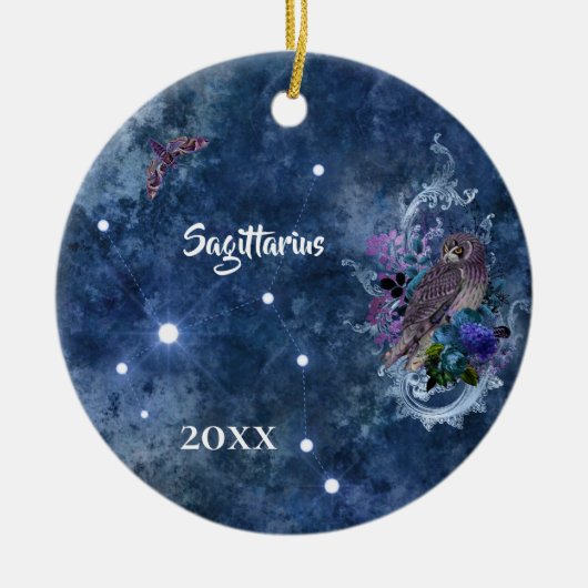 Boho Blue Zodiac Sagittarius Constellation Keramisch Ornament (Voorkant)