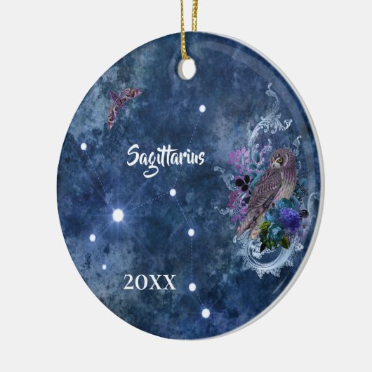 Boho Blue Zodiac Sagittarius Constellation Keramisch Ornament (Links)