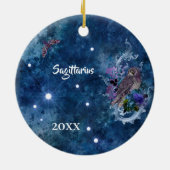 Boho Blue Zodiac Sagittarius Constellation Keramisch Ornament (Achterkant)