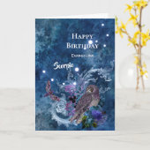 Boho Blue Zodiac Scorpio Constellation Birthday Kaart (Gele Bloem)