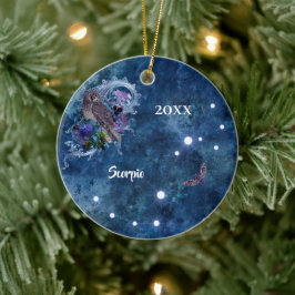 Boho Blue Zodiac Scorpio Constellation Keramisch Ornament
