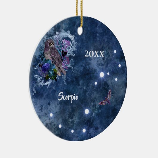 Boho Blue Zodiac Scorpio Constellation Keramisch Ornament (Rechts)
