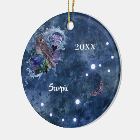 Boho Blue Zodiac Scorpio Constellation Keramisch Ornament (Links)