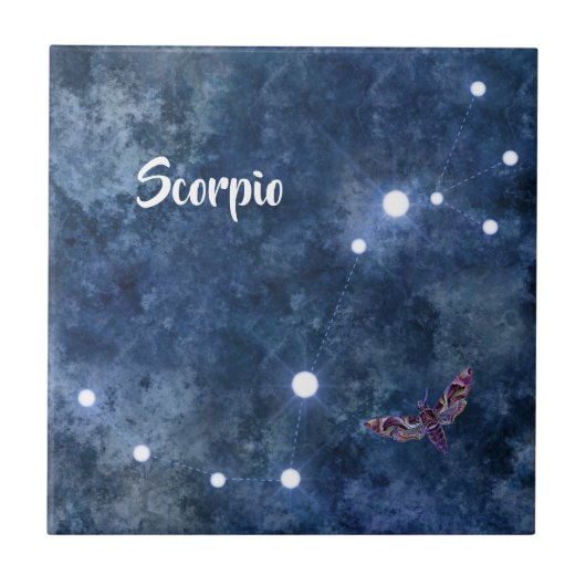Boho Blue Zodiac Scorpio Constellation Tegeltje (Voorkant)