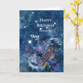 Boho Blue Zodiac Virgo Constellation Birthday Kaart (Gele Bloem)