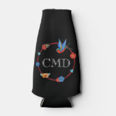 Boho Bluebird Custom Monogram Flesjeskoeler (Voorkant)