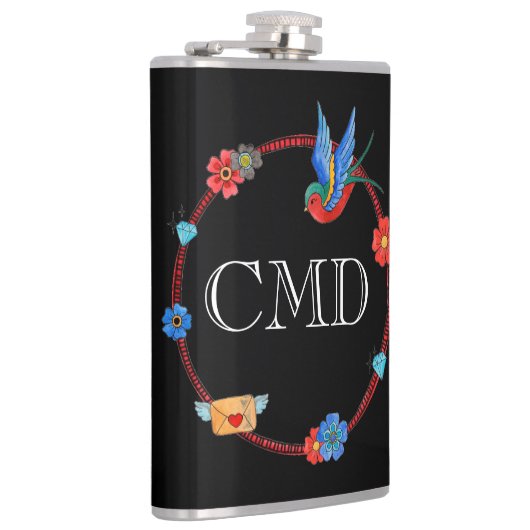 Boho Bluebird  Flask Heupfles (Rechts)