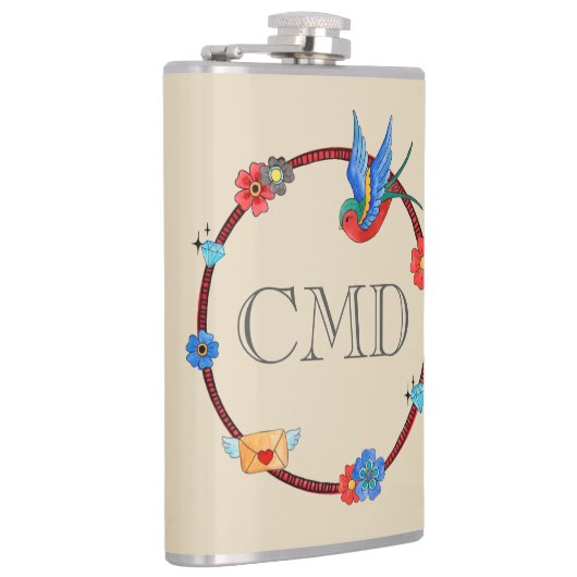 Boho Bluebird  Flask Heupfles (Rechts)