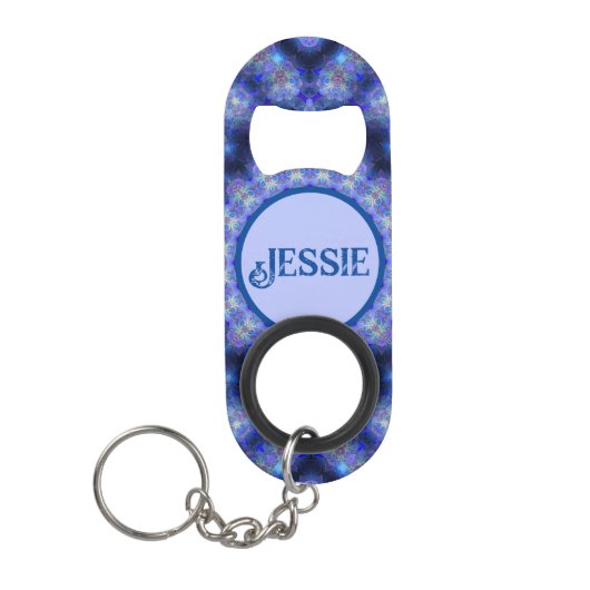 Boho Blues Personalize Name Gift Mini Flessenopener (Voorkant)