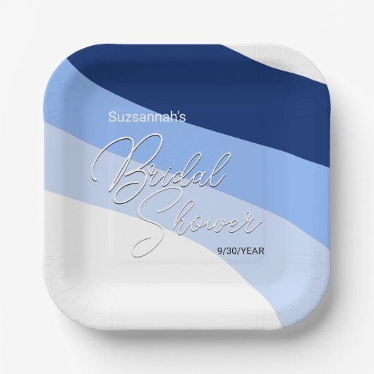 Boho Blues Streaming Shades Vrijgezellenfeest Papieren Bordje (Voorkant)