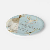 BOHO BlueTeepee Arrows Deer Antler Baby Boy Shower Papieren Bordje (Gekanteld)