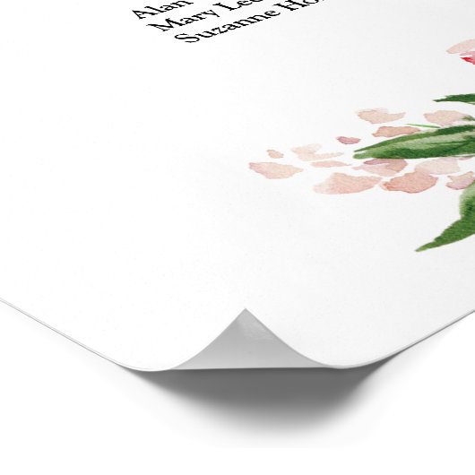 Boho blush alphabetical bruiloft sediagram poster (Hoek)