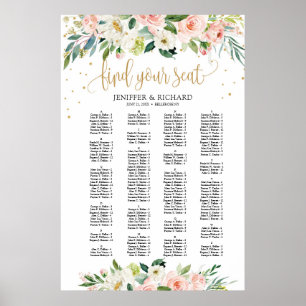 Boho blush alphabetical bruiloft sediagram poster