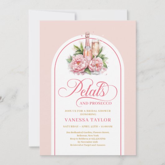 Boho blush and gold bridal shower invite template kaart (Voorkant)