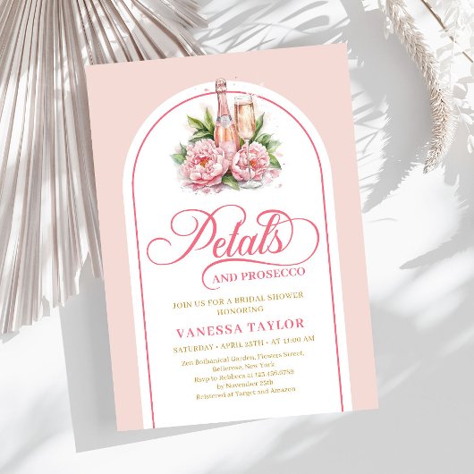 Boho blush and gold bridal shower invite template kaart