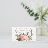BOHO BLUSH ANTLER FLORAL COUNTRY WEDDING WEBSITE VISITEKAARTJE (Staand voorkant)
