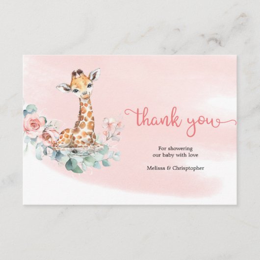 Boho Blush baby giraffe eucalyptus Informatiekaartje (Voorkant)