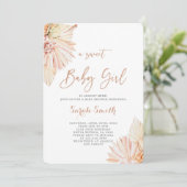 Boho Blush Baby shower meisje Kaart (Staand voorkant)
