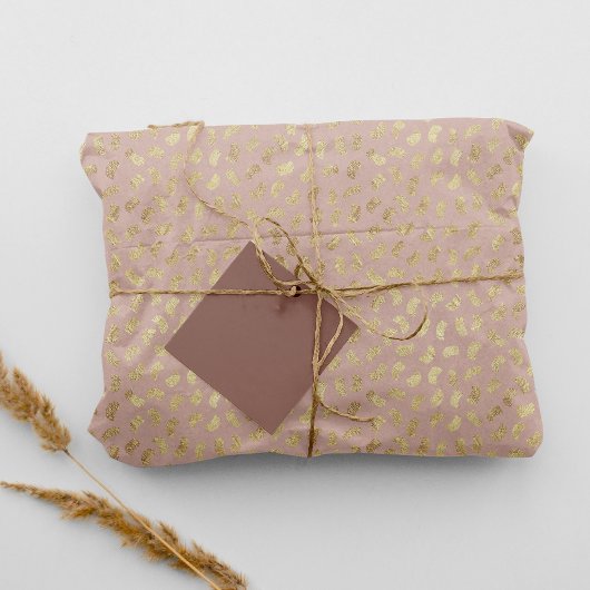 Boho Blush Beige Golden Paint Strokes #D6AEA3 Tissuepapier