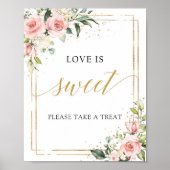 Boho blush bloem goud frame love is sweet bord poster (Voorkant)