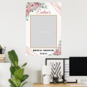Boho blush bloem gouden bruids-shower fotorekwisie poster (Thuiskantoor)