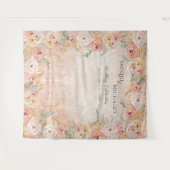 Boho Blush Bloem Gras Houten Bruiloft Wandkleed (Voorkant (horizontaal))