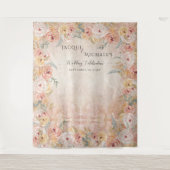 Boho Blush Bloem Gras Houten Bruiloft Wandkleed (Voorkant)