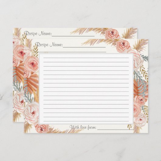 Boho Blush Bloemen Aardse Tropische Groen Recepten Briefkaart (Voorkant / Achterkant)