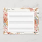 Boho Blush Bloemen Aardse Tropische Groen Recepten Briefkaart (Achterkant)