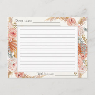 Boho Blush Bloemen Aardse Tropische Groen Recepten Briefkaart