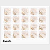 Boho Blush Bloemen Baby shower Dank u Vierkante Sticker (Vel)