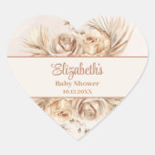 Boho Blush Bloemen Baby shower Hart Sticker (Voorkant)