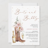 Boho Blush Bloemen Bottle Boot Bubbly Vrijgezellen Kaart (Voorkant)