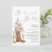 Boho Blush Bloemen Bottle Boot Bubbly Vrijgezellen Kaart (Staand voorkant)