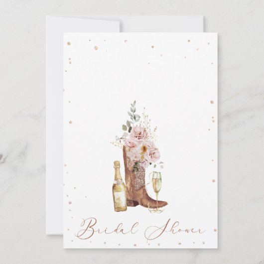 Boho Blush Bloemen Bottle Boot Bubbly Vrijgezellen Kaart (Achterkant)