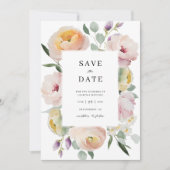 Boho Blush Bloemen Bruiloft Save The Date Uitnodig Kaart (Voorkant)