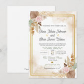 Boho Blush Bloemen Bruiloft Uitnodiging (Voorkant / Achterkant)