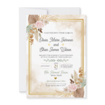 Boho Blush Bloemen Bruiloft Uitnodiging
