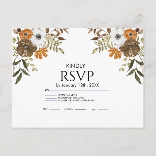 Boho Blush Bloemen Bruiloft Uitnodiging Briefkaart (Voorkant)