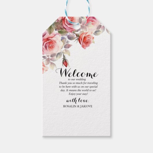 Boho Blush Bloemen Bruiloft Uitnodiging Cadeaulabel (Voorkant)