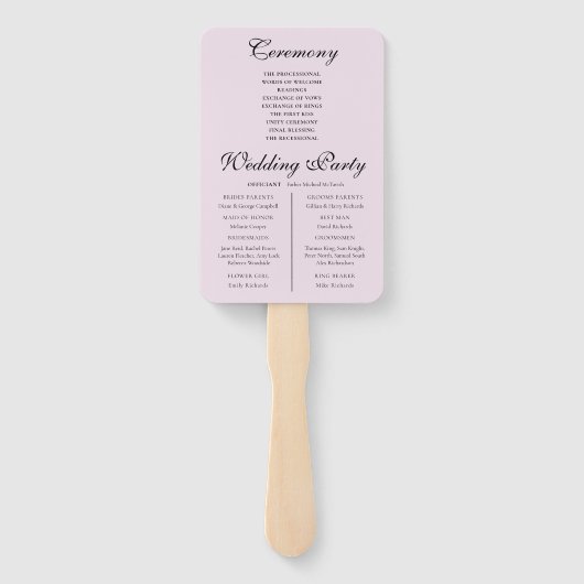 Boho Blush Bloemen Bruiloftsprogramma Handventilat Handwaaier (Achterkant)