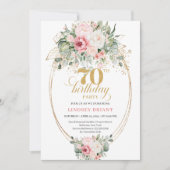 Boho Blush Bloemen Digitale Uitnodiging 70e Verjaa (Voorkant)
