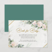 Boho Blush Bloemen Eucilyptus Boek voor Baby Bedankkaart (Voorkant / Achterkant)