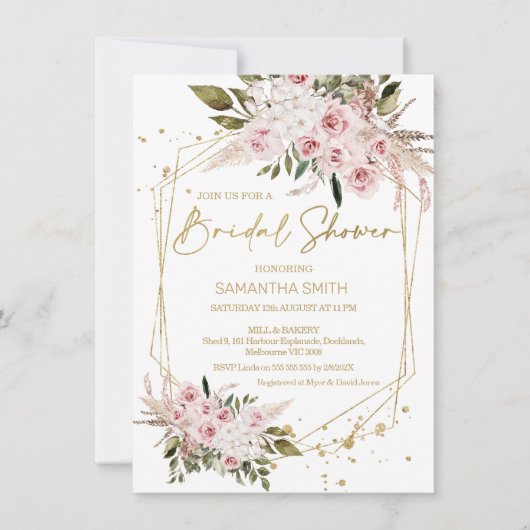 Boho Blush Bloemen Geometrisch Vrijgezellenfeest Kaart (Voorkant)