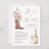 Boho Blush Bloemen Glazen Boot Bubbly Vrijgezellen Kaart (Voorkant)