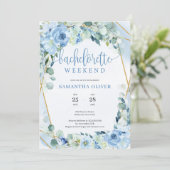 Boho Blush Bloemen Goud Lijst Bachelorette Weekend Kaart (Staand voorkant)